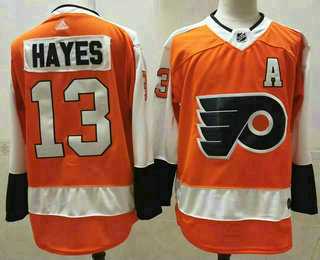 Mens Philadelphia Flyers #13 Kevin Hayes Orange White Stitched NHL Jersey->philadelphia flyers->NHL Jersey